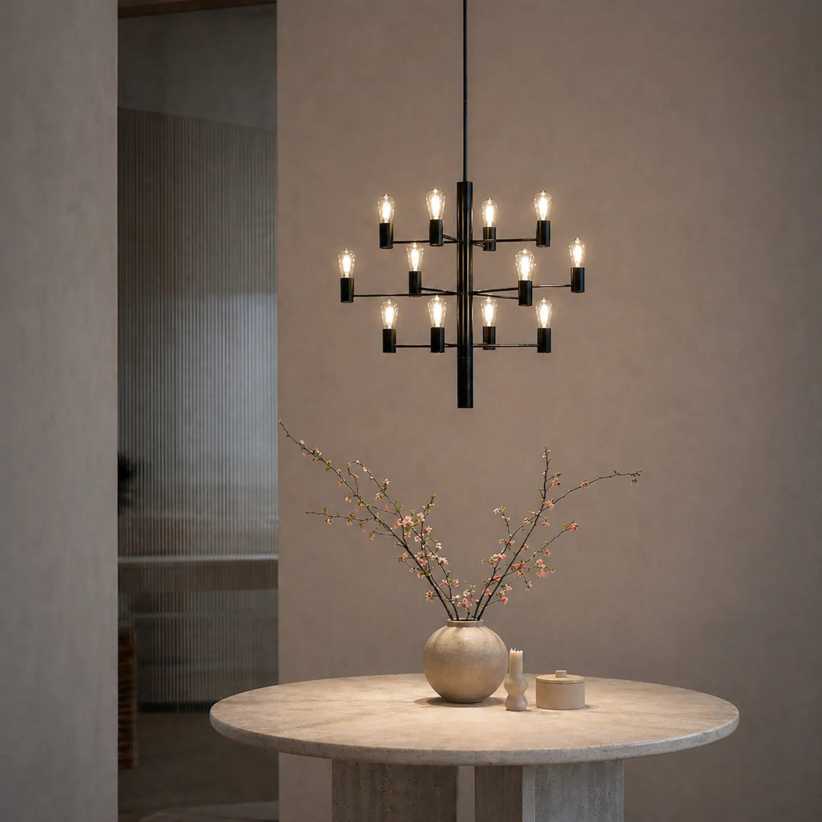12 light branch shaped metal chandelier