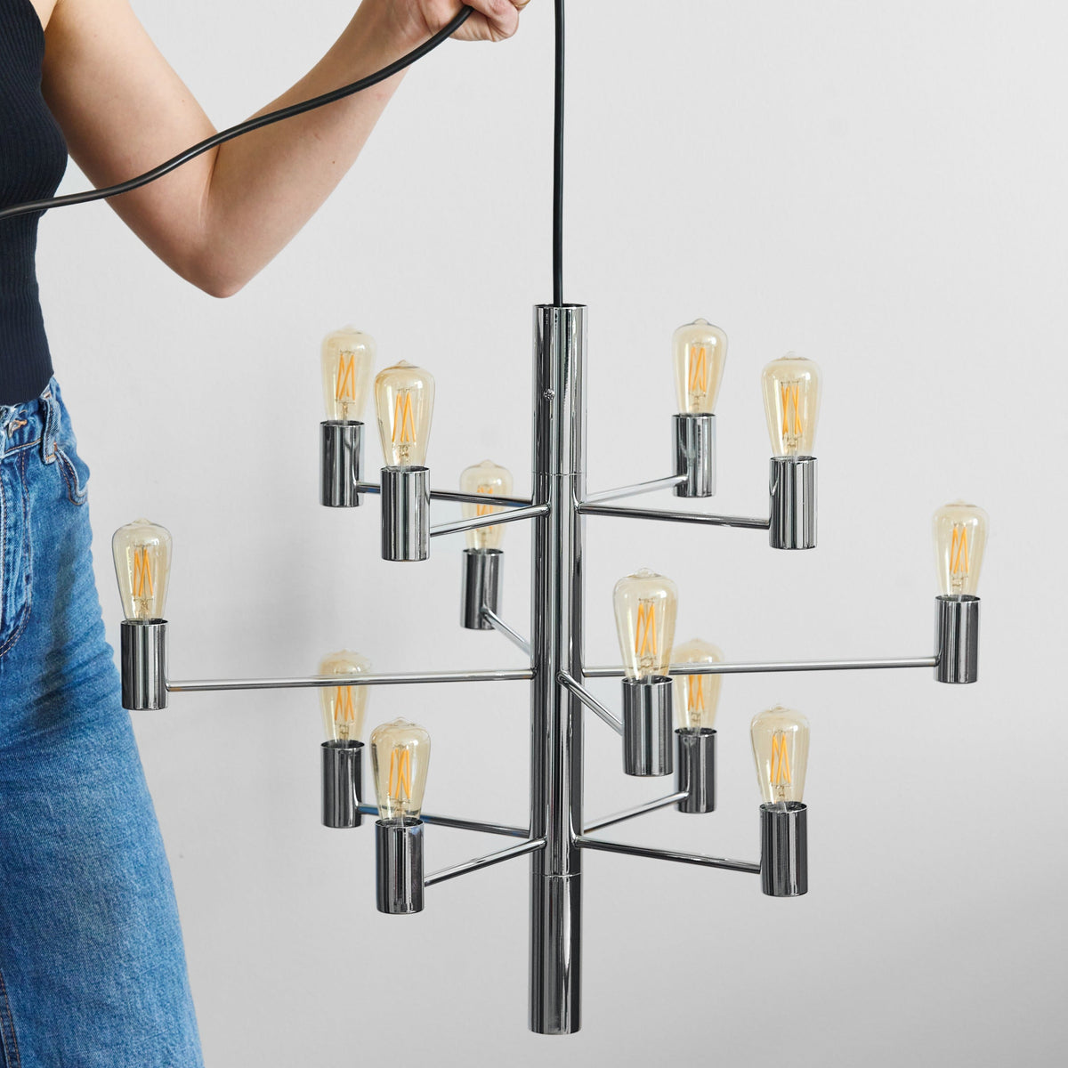 12 light branch shaped metal chandelier