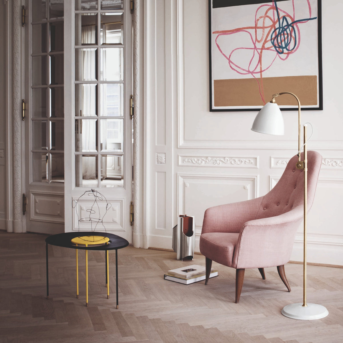 Adjustable arched metal dome floor lamp