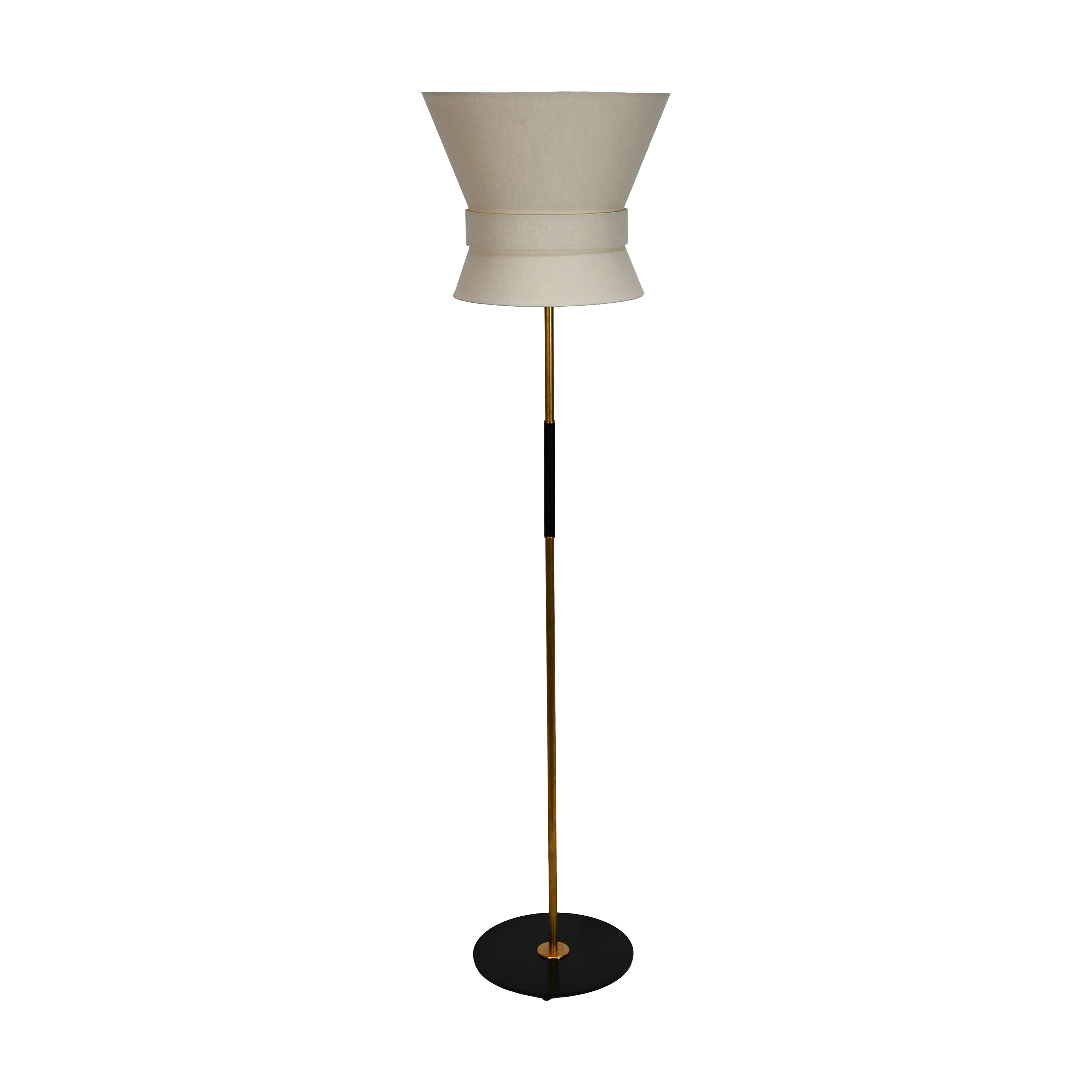 Retro belt decorated fabric lampshade floor lamp